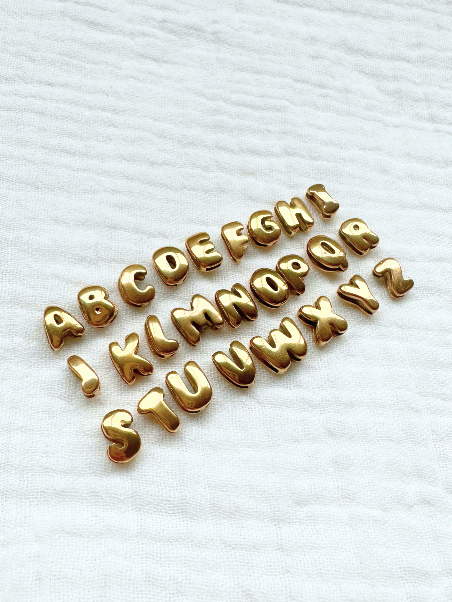 Bubble Letter Necklace - 18K Gold Plated